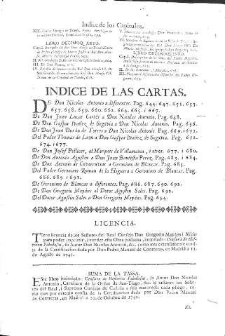 Indice de las cartas