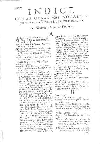 [Indice de las cosas mas notables...] XXXVI