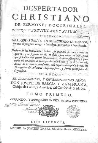 Despertador Christiano de sermones doctrinales... Tomo Primero