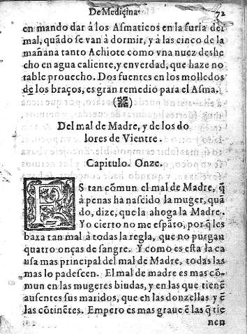 [Capitulo Onze. Del mal de Madre, y de los dolores de Vientre] 72