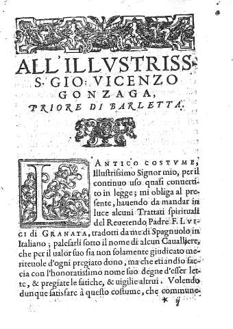All' illustriss. S. Gio: Vicenzo Gonzaga,...