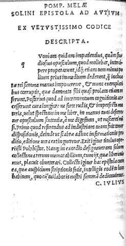 Pomp. Melae solini Epistola ad autium...