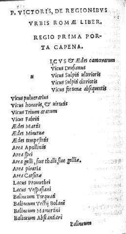 P. Victoris, de regionibus urbis Romae Liber