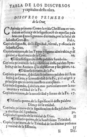 Tabla de los discursos...