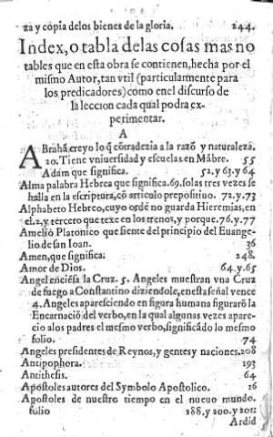 Index, o tabla de las cosas mas notables...