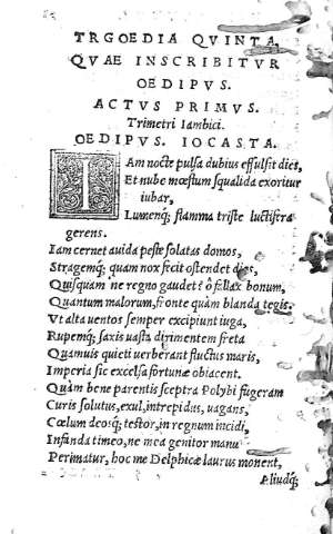 Tragoedia quinta, quae inscribitur Oedipus