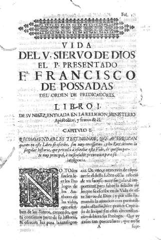 [Libro I. De su niñez, entrada en la religion,... y Capitulos] 1