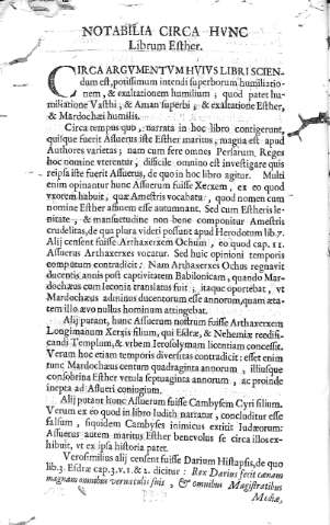Notabilia Circa hunc Librum Esther