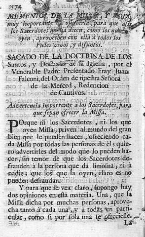 [Mementos de la Missa, y modo muy importante...] 574