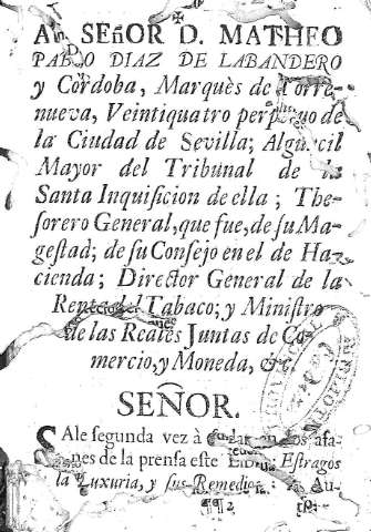 Al Señor D. Matheo Pablo Diaz de Labandero y Cordoba,...