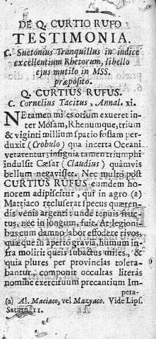 De Q. Curtio Rufo Testimonia