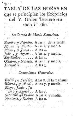 Tabla de las horas...