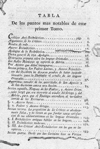 Tabla de los puntos mas notables...