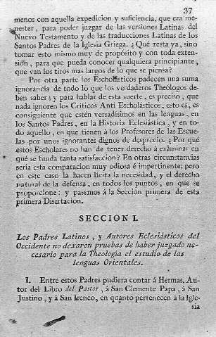 [Seccion I. Los Padres Latinos, y Autores Eclesiásticos del Occidente no dexaron pruebas de haber juzgados...] 37