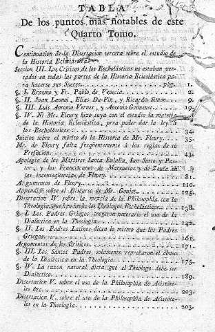 Tabla de los puntos mas notables...