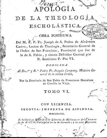 Apología de la Theología Escholástica. Tomo VI