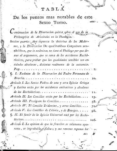 Tabla de los puntos mas notables...