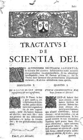[Tractatus I. De Scientia Dei y Disputatio I] 1