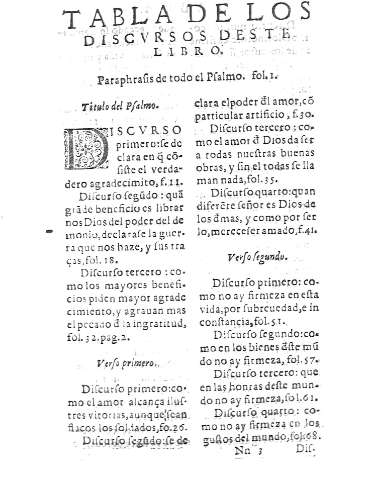 Tabla de los Discursos...