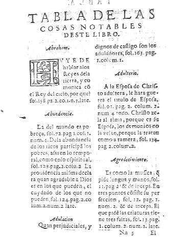 Tabla de las cosas notables...