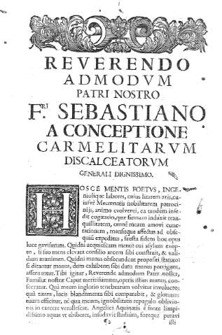 Reverendo admodum Patri Nostro Fri. Sebastiano...