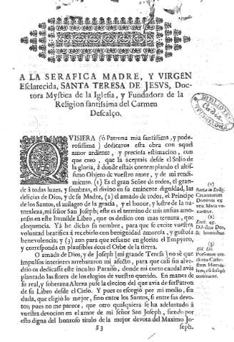 A la serafica Madre, y Virgen Esclarecida, Santa Teresa de Jesus,...