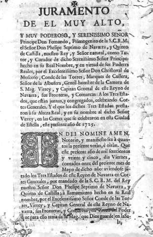Juramento de el muy alto, y muy poderoso, y serenissimo señor Principe Don Fernando,...