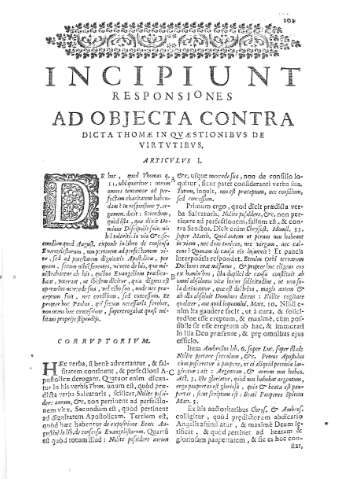 [Incipiunt responsiones ad objecta contra dicta Thomae...] 201