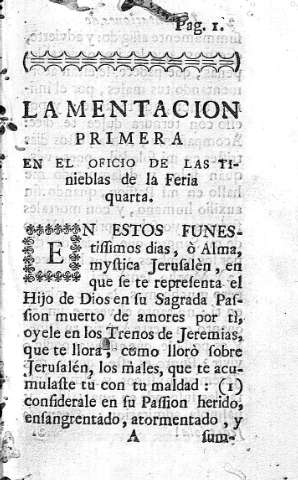 [Lamentaciones de la Feria quarta] 1