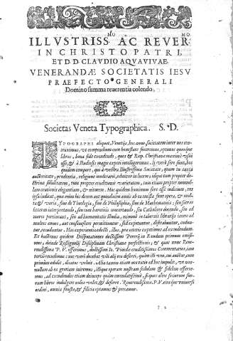 Illustrissmo. ac revermo. in Christo Patri, et D.D. Claudio Aquavivae...