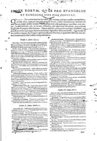 Index eorum, quae pro Evangeliis...