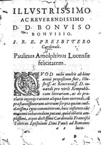 Illustrissimo ac reverendissimo D. D. Bonviso Bonvisio...