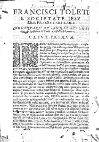[Commentarii et annotationes in Epistolam... y Caput Primum] 1