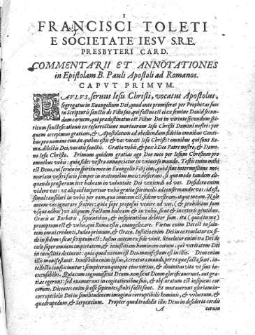 [Commentarii et annotationes in Epistolam... y Caput Primum] 1