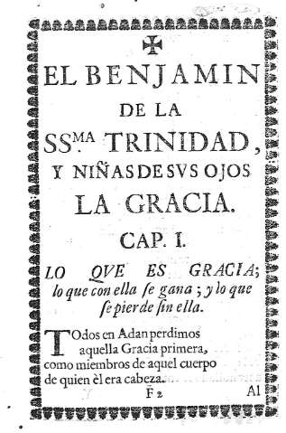 [El Benjamin de la SSma. Trinidad, y niñas de sus ojos...] F 2