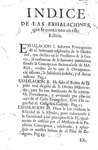 Indice de las Exhalaciones...