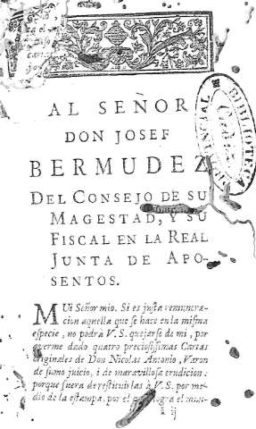 Al señor Don Josef Bermudez,...