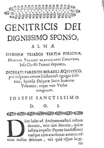 Genitricis dei dignissimo sponso, almae...