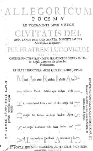 Allegoricum Pooema ad fundamenta muri mysticae Civitatis Dei,...