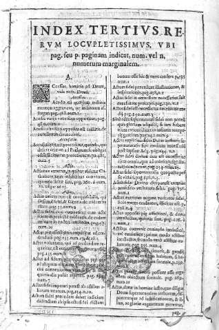 Index Tertius Rerum Locupletissimus,...