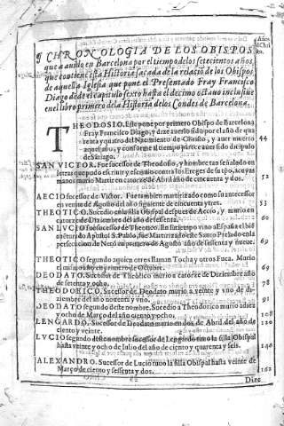 Chronologia de los Obispos...