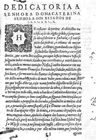 Dedicatoria a Senhora Dona Caterina...