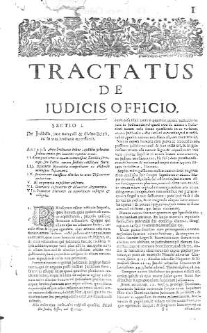 [Tractatus de Judicis Officio y Sectio I] I