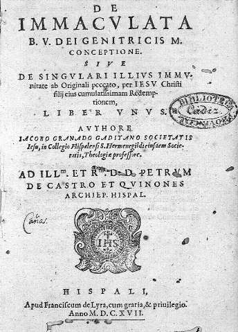 De Immaculata B. V. Dei genitricis M. Conceptione...