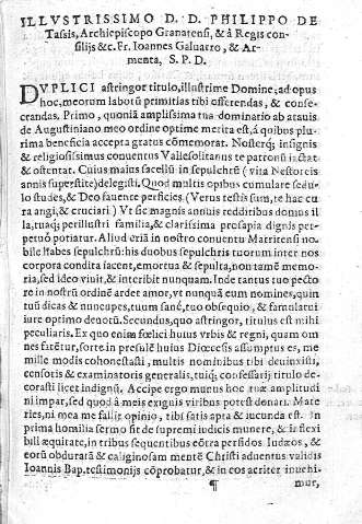 Illustrissimo D. D. Philippo de Tassis,...