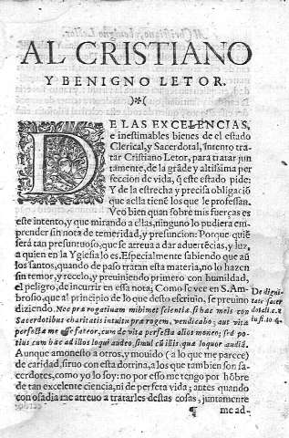 Al cristiano y benigno letor