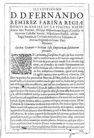 Illustrissimo D. D. Fernando Remirez Fariña Regiae Domus...