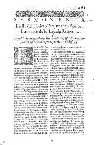 [Sermon en la Fiesta del glorioso Patriarca san Benito,...] 461