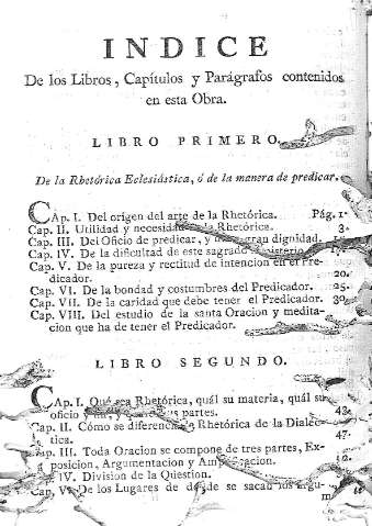 Indice de los Libros, Capítulos...