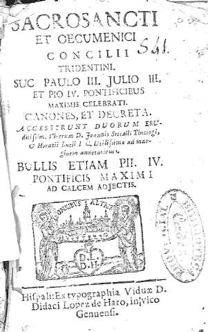 Sacro Sancti et oecumenici Concilii Tridentini...